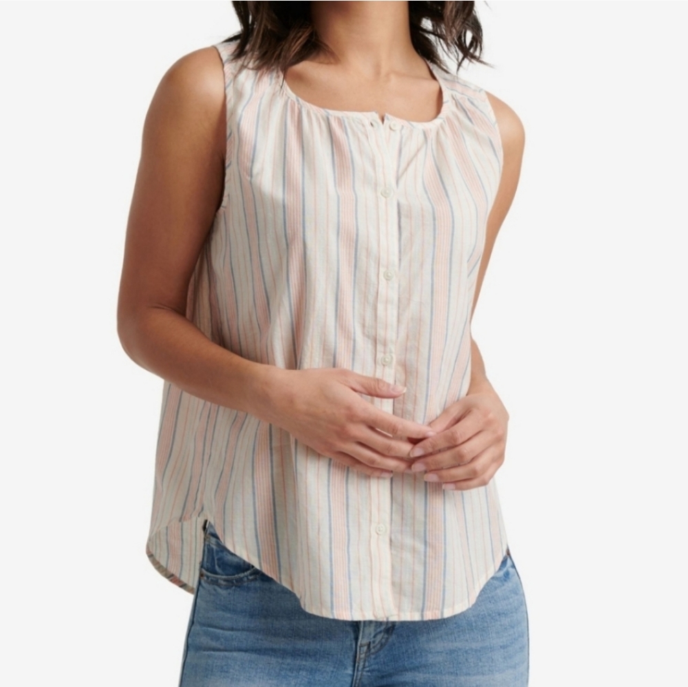 Lucky Brand Striped Sleeveless Top Large